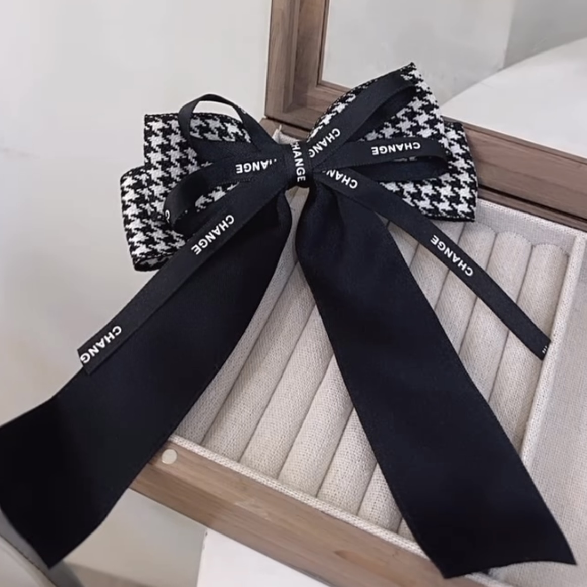 Y54千鳥格蝴蝶結