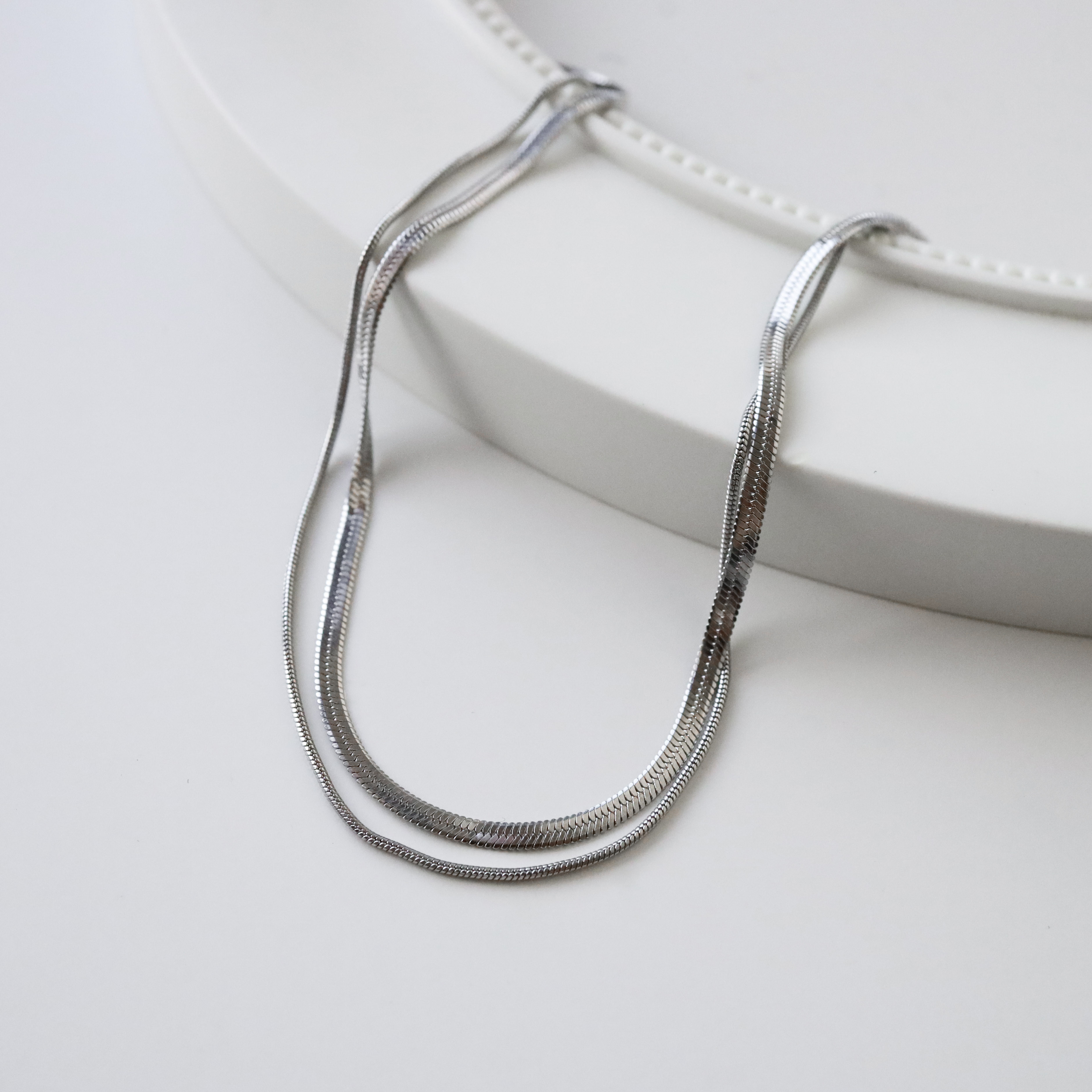 不怕水扁蛇繩雙線項鍊