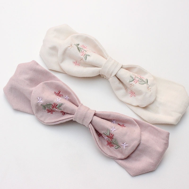 韓系立體蝴蝶結刺繡髮帶