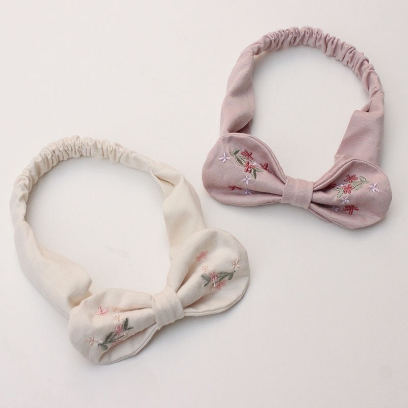 韓系立體蝴蝶結刺繡髮帶