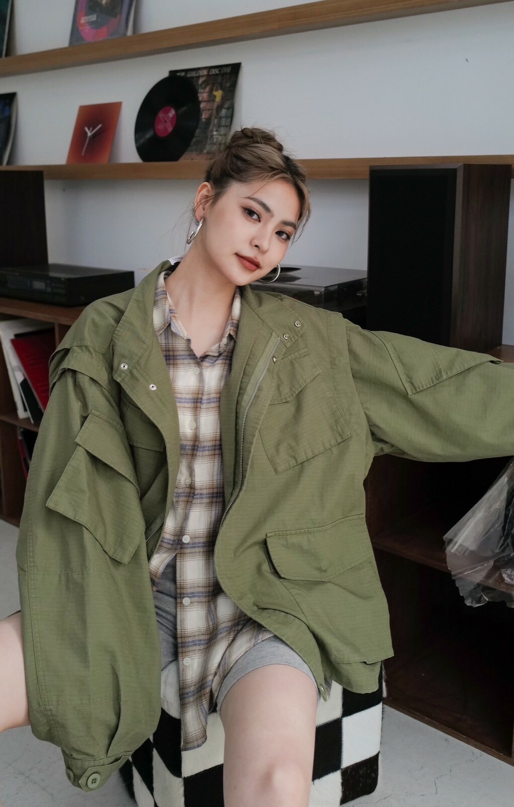 帥氣兩穿軍裝外套_AMISSA（高訂款-綠）