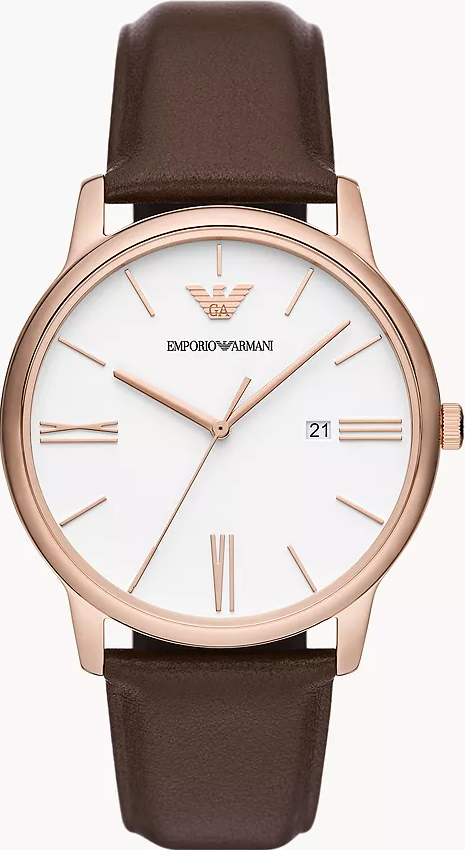 萬年鐘錶 - ARMANI  精品腕錶  簡約時尚皮革男錶 AR11572 錶徑42MM