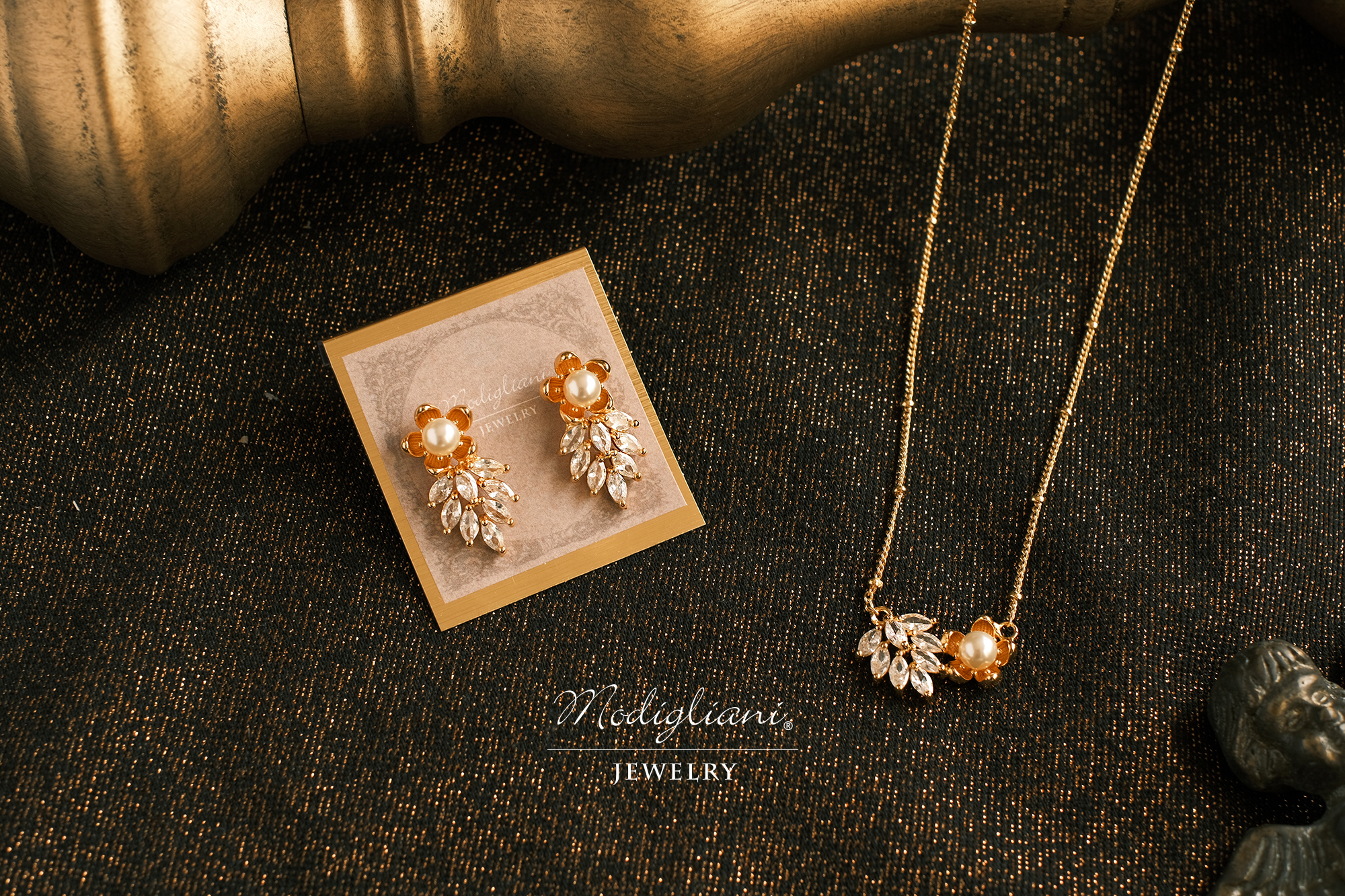 黃銅飾品,黃銅,花草,氣質,,耳環,森林,施華洛世奇水晶珍珠,18k金