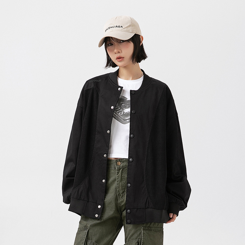 11M17 日系拼接設計感棒球外套 兩色