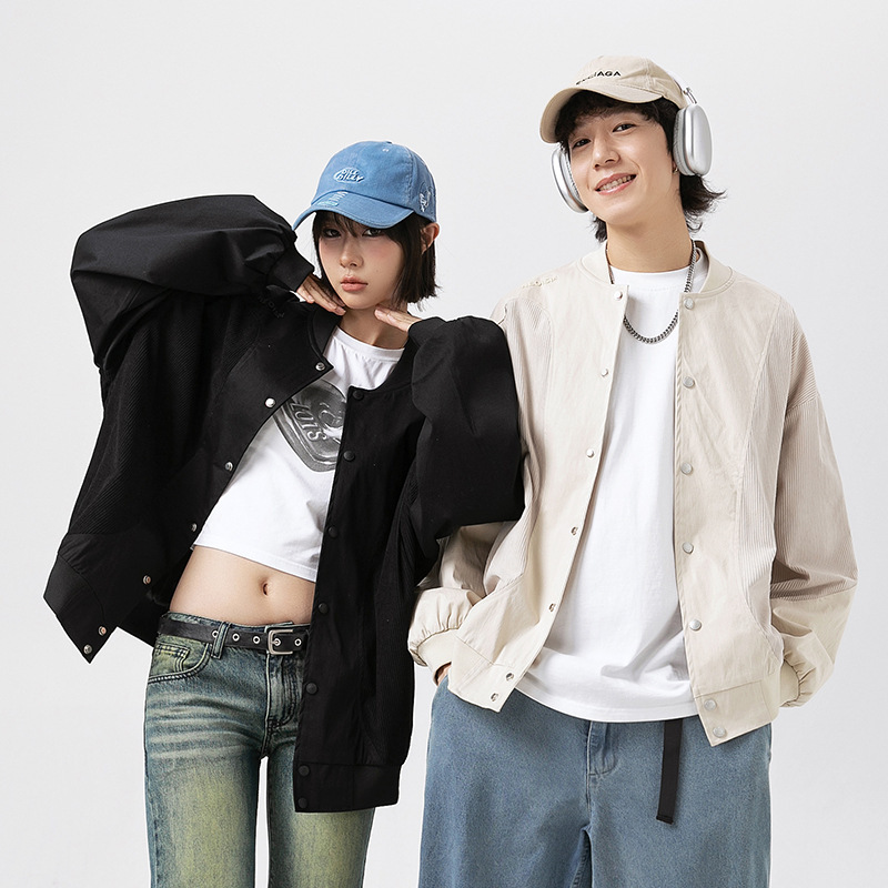 11M17 日系拼接設計感棒球外套 兩色