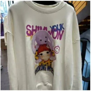 [S] YSW NEW HAPPY MAN TO MAN GAEDDONGI PRINT SWEAT SHIRT,CREAM, H4WSW27IVGDF (SYW225)