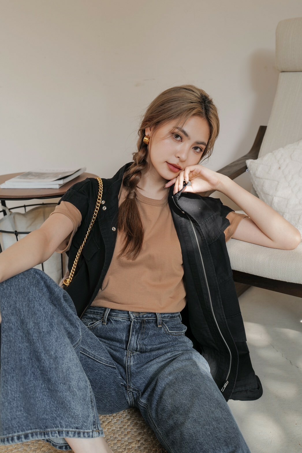 帥氣兩穿軍裝外套_AMISSA（高訂款-黑）