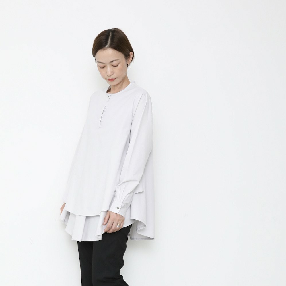 OMAKE.jp 層次下襬上衣KasaneBlouse 灰白