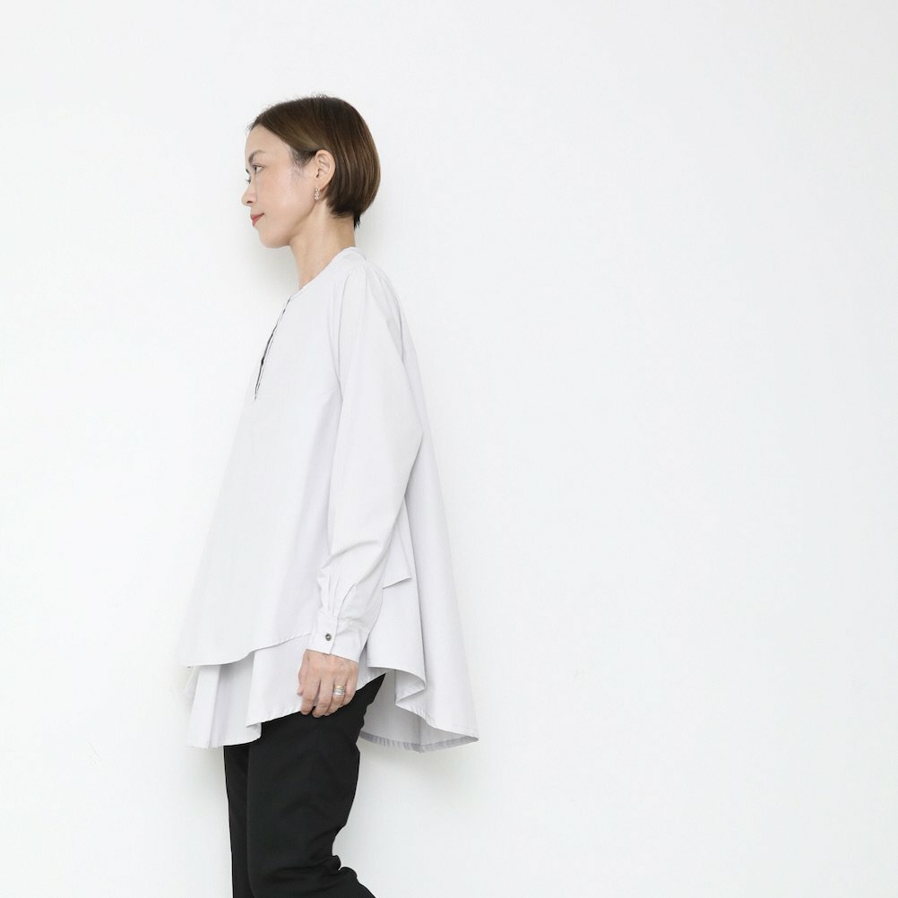 OMAKE.jp 層次下襬上衣KasaneBlouse 灰白