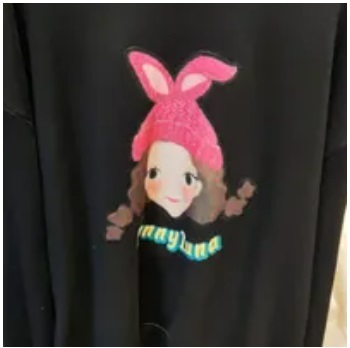 [S] YSW BUNNY LUNA PRINT SWEAT SHIRT,BLACK, I4WSW39BKLNF (SYW226)