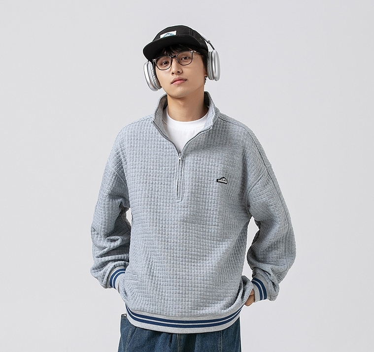 11M24 華夫格翻領拉鍊造型上衣 三色