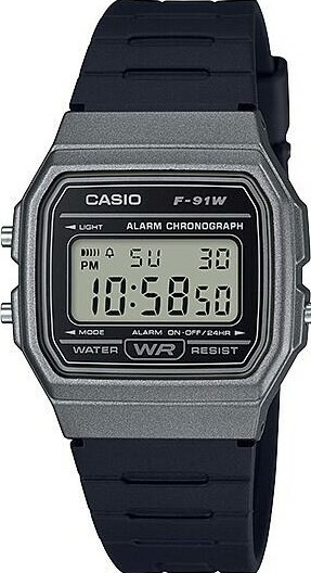 萬年鐘錶 - CASIO 方形復古經典電子錶 F-91WM-1B  錶徑35.2MM