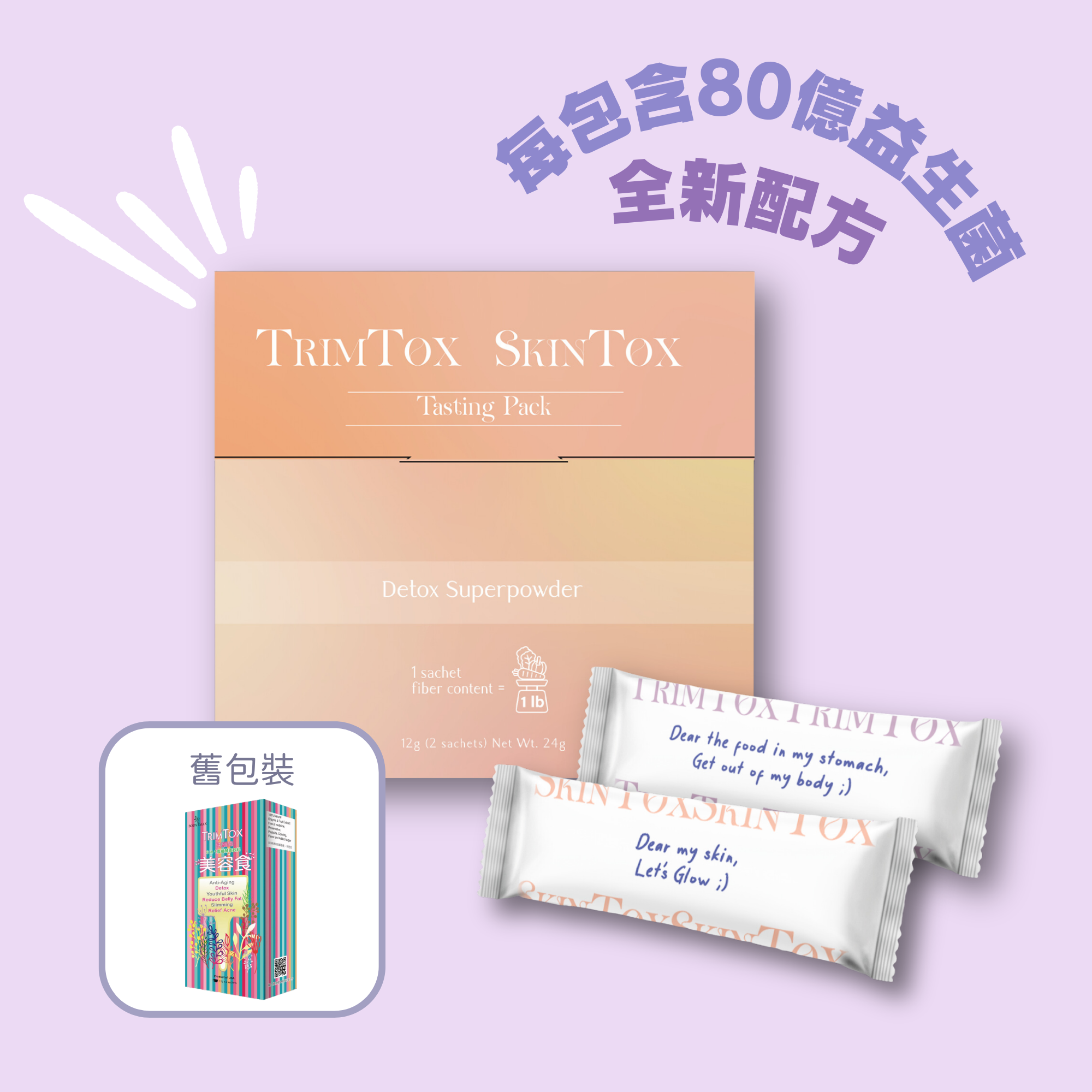 Trimtox 及 Skintox排毒美容纖維酵素粉 試用裝 - 每包含80億益生菌 (12g x2包) (L010)