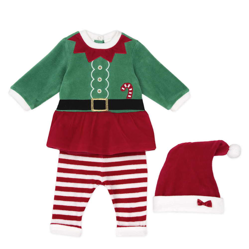 歡樂聖誕-Girl剪毛絨三件式套裝