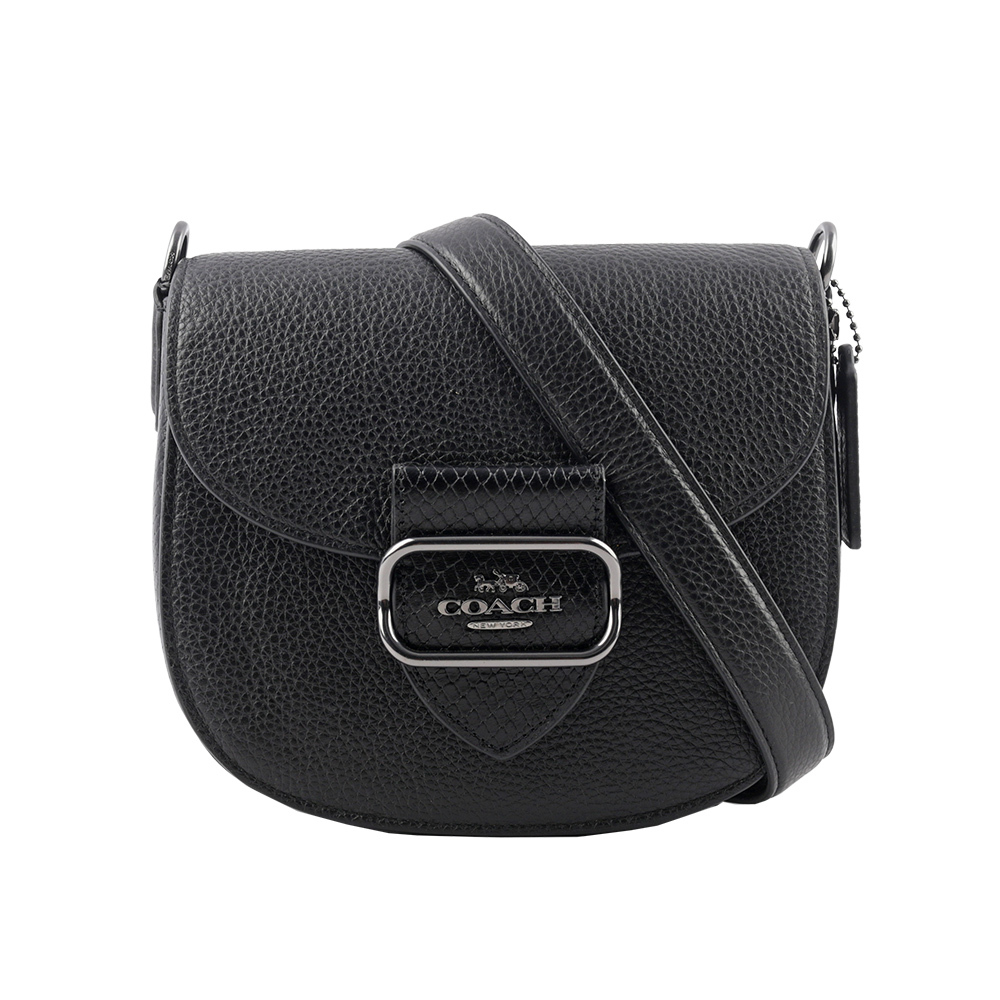 【COACH】Morgan 蛇皮壓紋方形馬車標誌馬鞍包