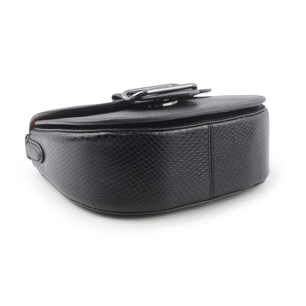 【COACH】Morgan 蛇皮壓紋方形馬車標誌馬鞍包(黑色) CG470 QBM2