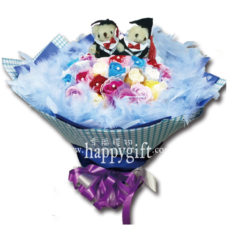 畢業熊玫瑰香皂花束,桃園花店,桃園婚禮小物,桃園外送花束