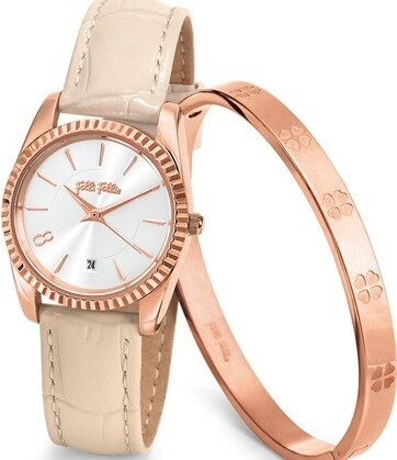 萬年鐘錶 - FOLLI FOLLIE    CHRONOS TALES系列  玫瑰金錶殼皮革優雅女錶 WS19T001VDS  錶徑30MM