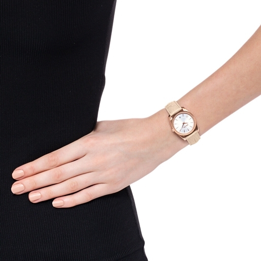 萬年鐘錶 - FOLLI FOLLIE    CHRONOS TALES系列  玫瑰金錶殼皮革優雅女錶 WS19T001VDS  錶徑30MM