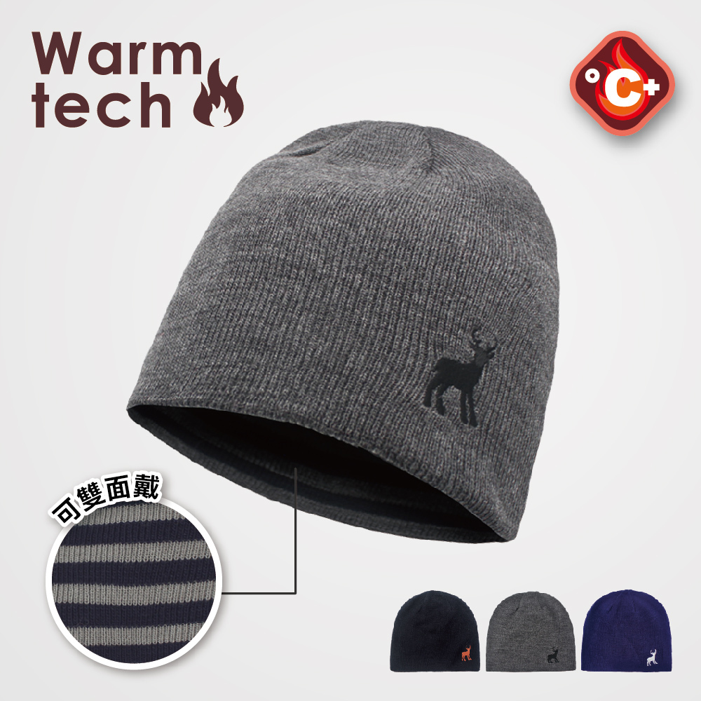 【肌暖】台灣製 雙面麋鹿混色保暖扁帽 一帽兩搭丨H1345