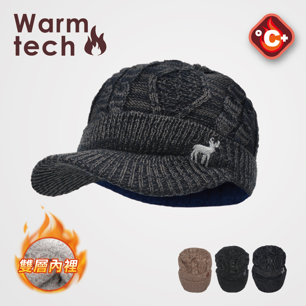 【肌暖】冬日暖感款｜麋鹿刺繡雙層圓頂鴨舌帽丨H1516T