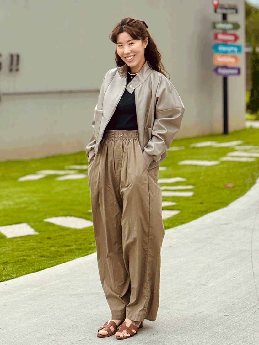 [現貨]率性落肩風衣皮革外套(象牙白)