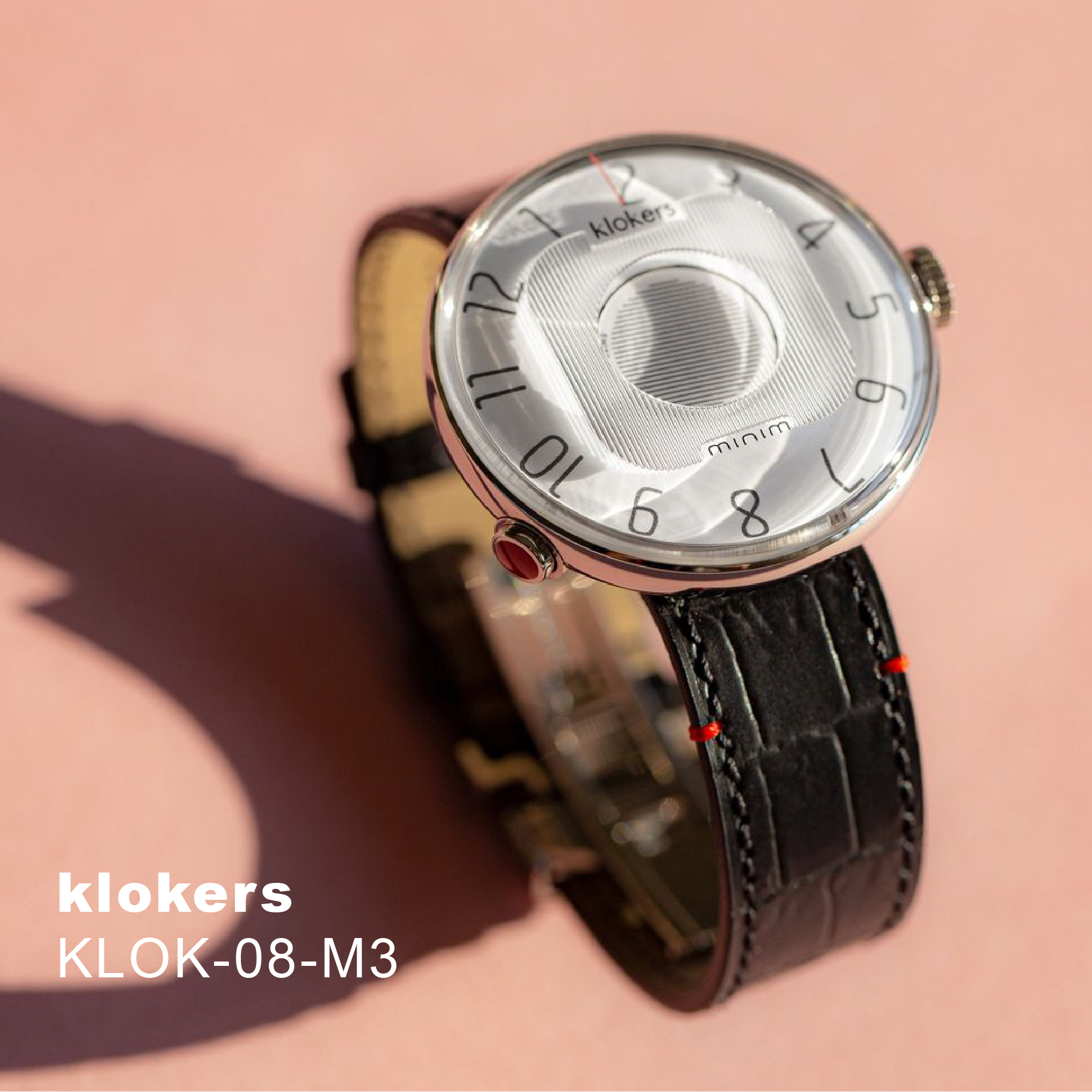 KLOK-08-M3 礦物灰色錶頭+皮革錶帶搭配摺疊錶扣