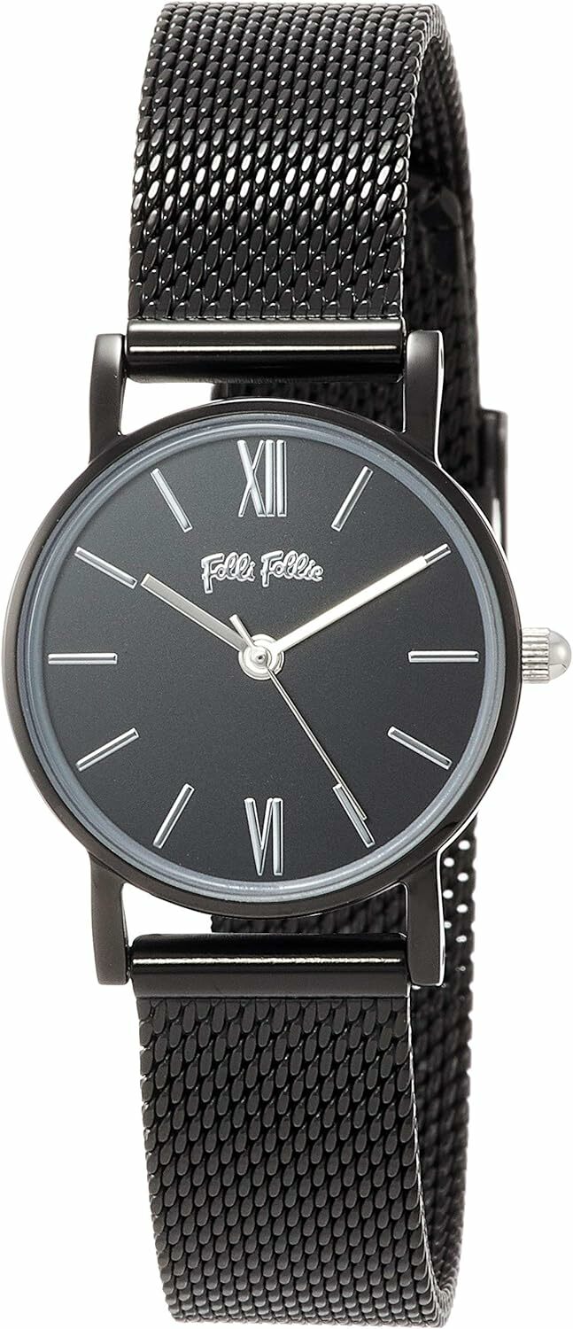 萬年鐘錶 - FOLLI FOLLIE  全黑不鏽鋼米蘭錶帶簡約設計女錶  WF18Y033BPK  錶徑26MM