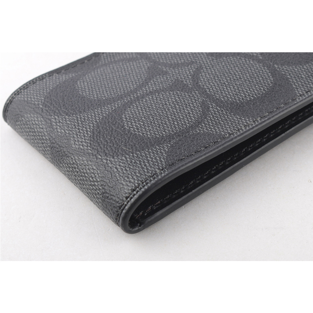 【COACH】CC Logo 滿版圖層帆布及牛皮行李吊牌(炭灰色) C1614 QBCHR