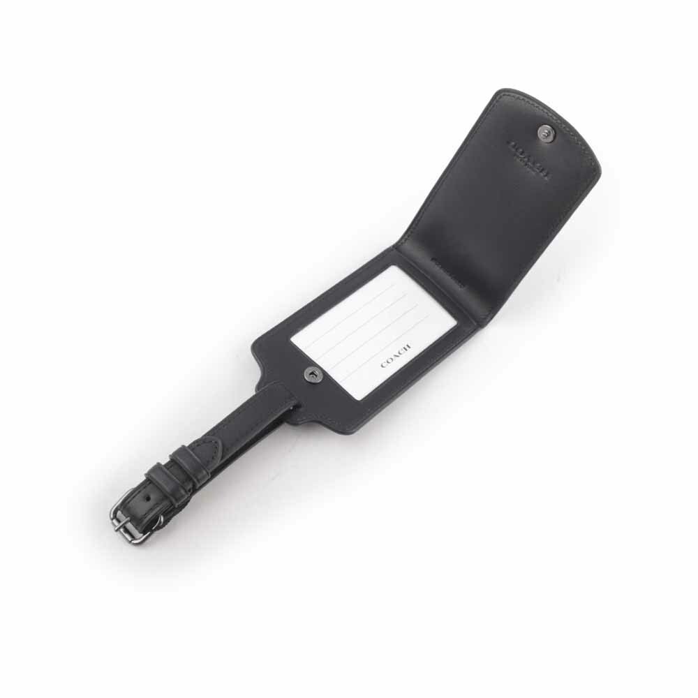 【COACH】CC Logo 滿版圖層帆布及牛皮行李吊牌(炭灰色) C1614 QBCHR