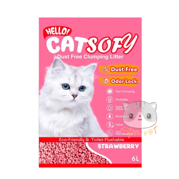 Hello Cat Sofy Carbon Activate Cat Litter Strawberry 6L