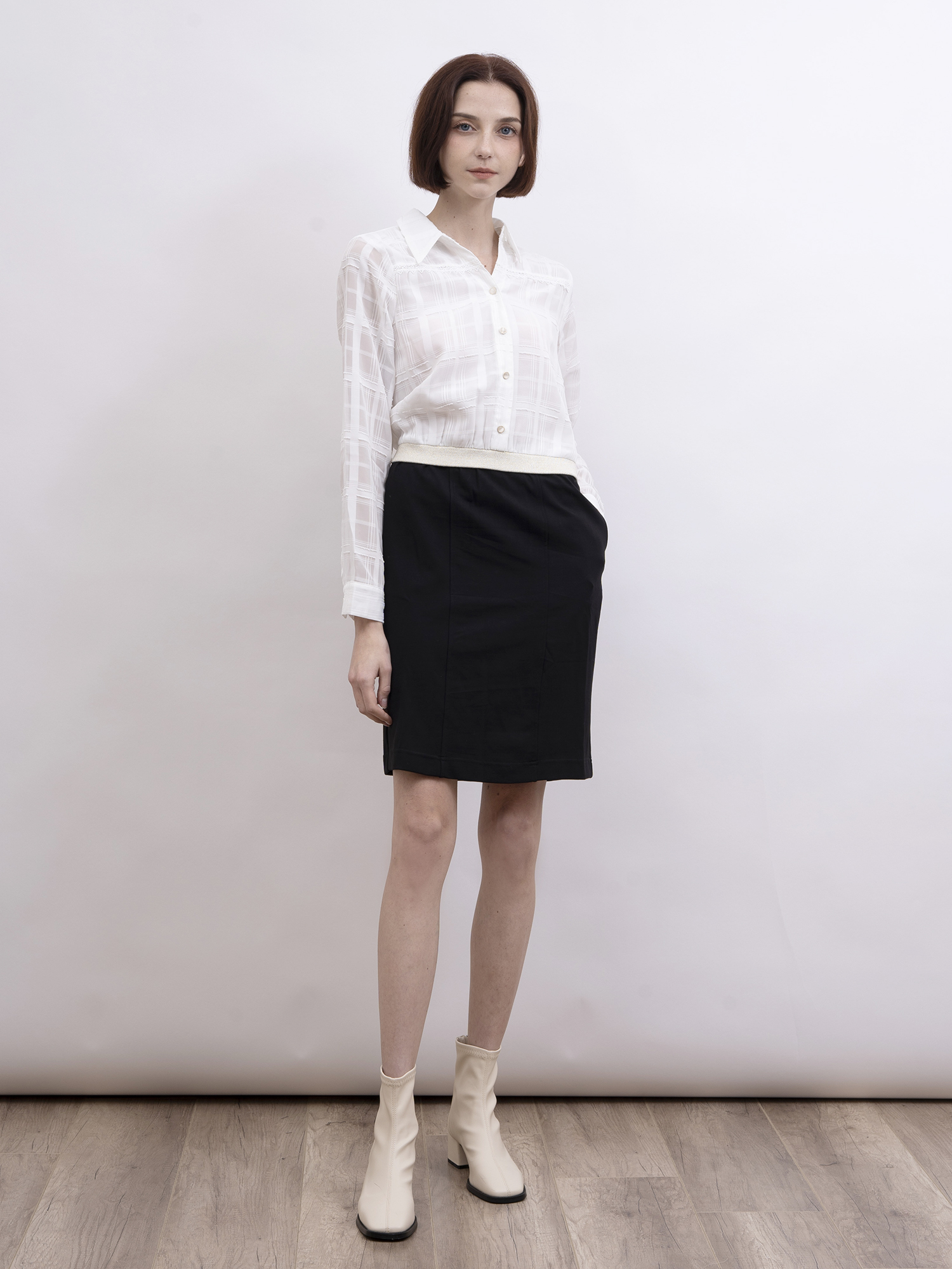 mi-tu 暗格紋質感連身裙