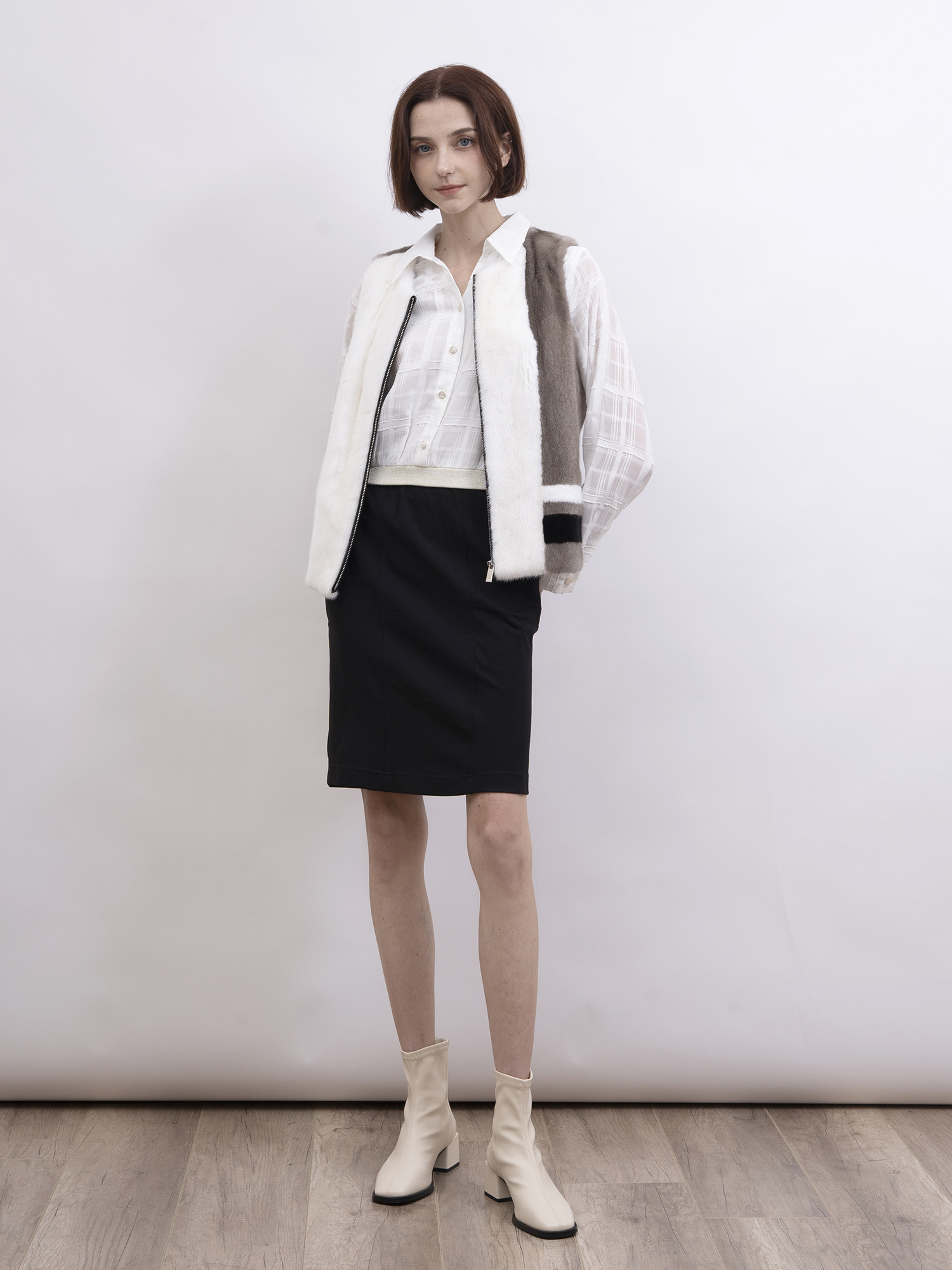 mi-tu 暗格紋質感連身裙