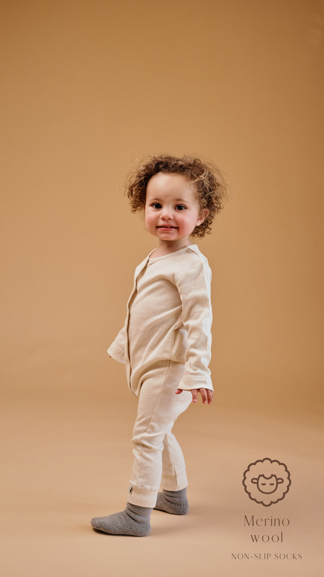 丹麥GoBabyGo 美麗諾羊毛防滑襪 - Grey Melange