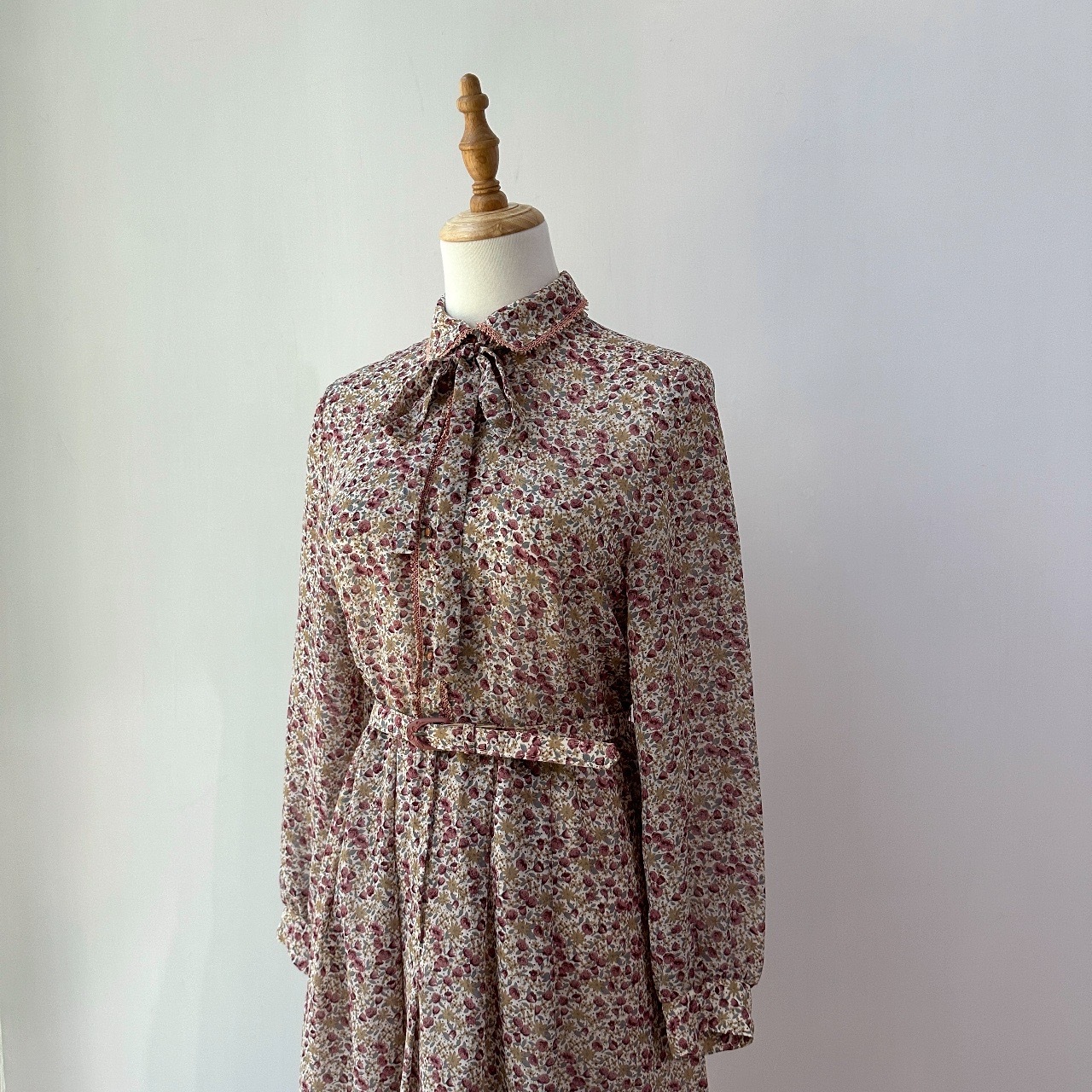 日本製春天百花盛放薄身雪紡連身裙