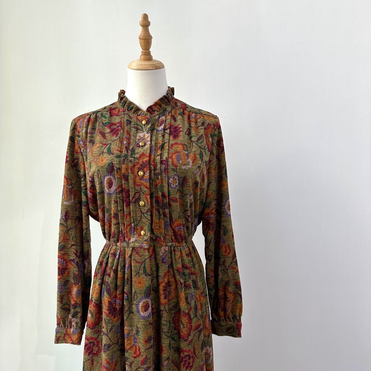 日本製森林系手繪大花燈芯絨連身裙