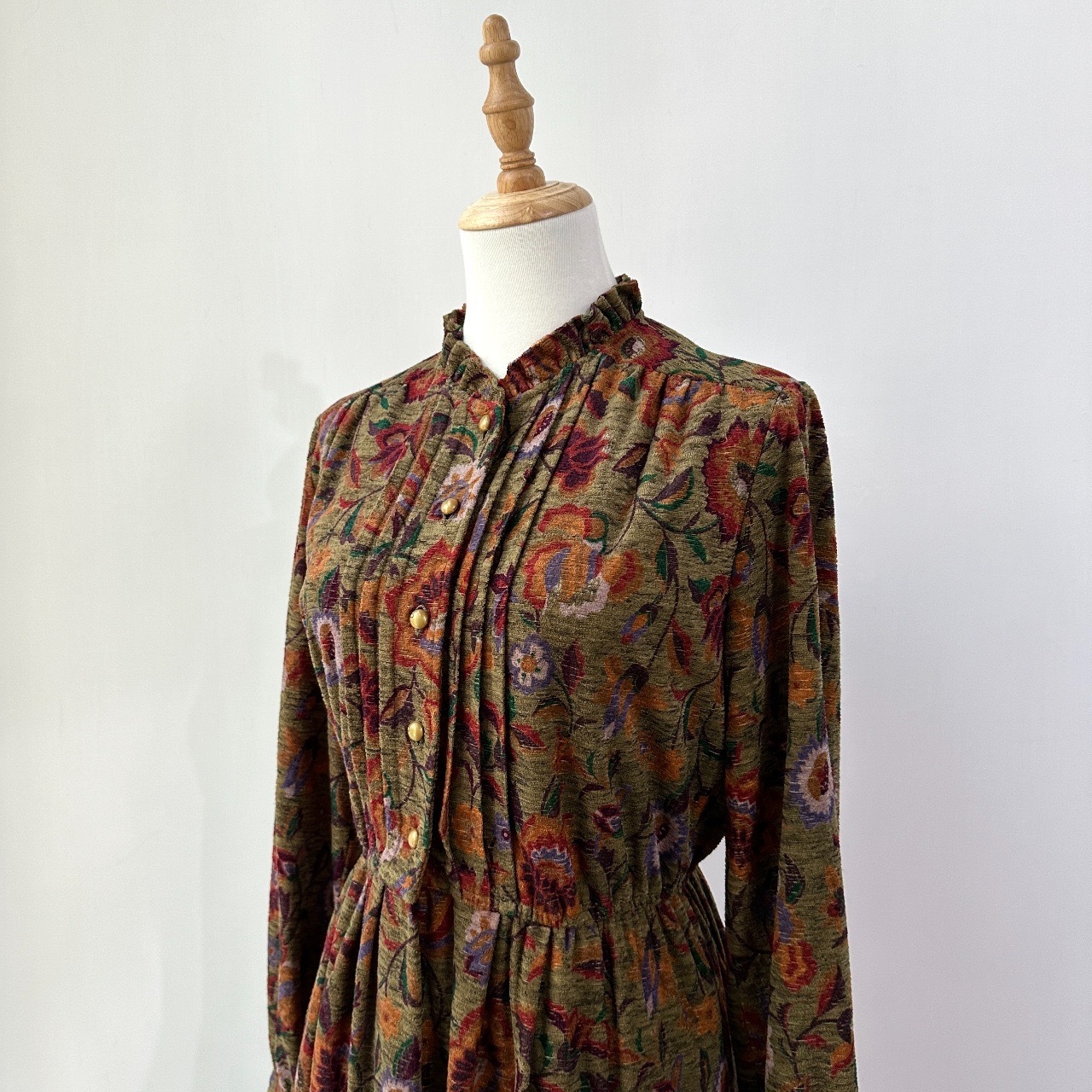 日本製森林系手繪大花燈芯絨連身裙