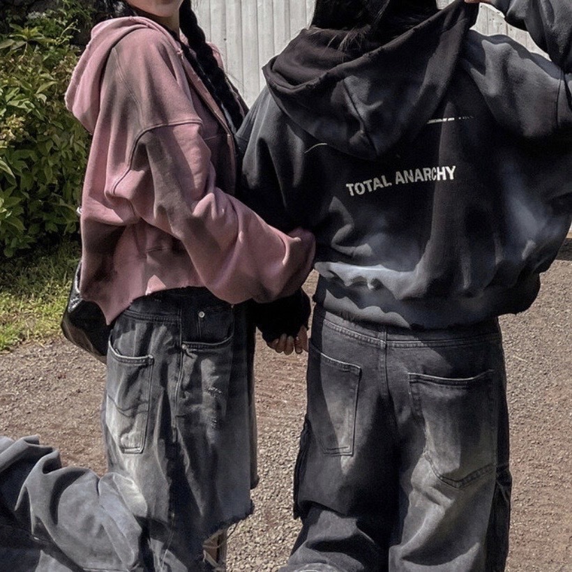 JIN UNIVERSAL 韓國 十字星 墨染 洗舊 連帽外套 外套 棉質外套