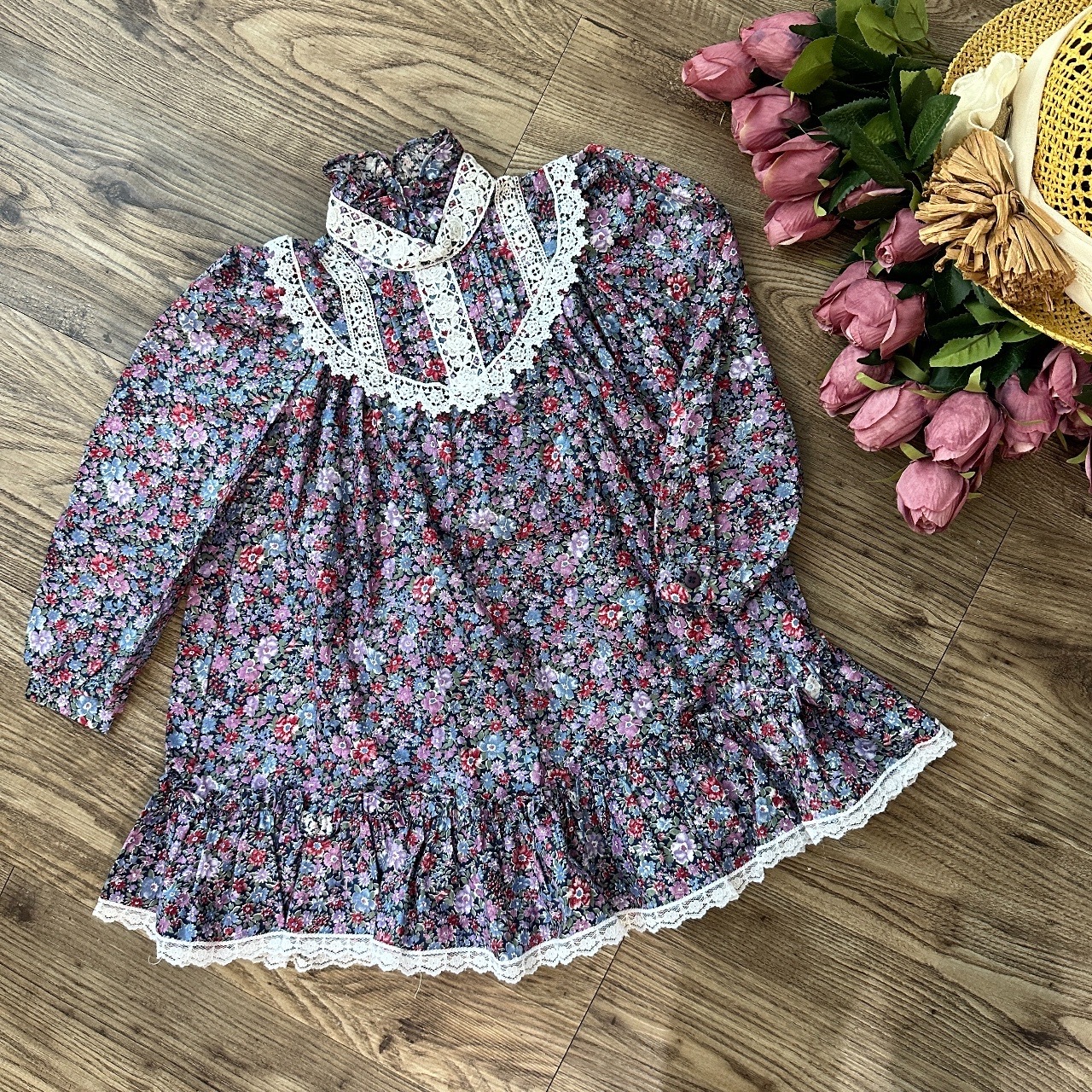 美國製 Gunne Sax 80s 碎花古著連身裙