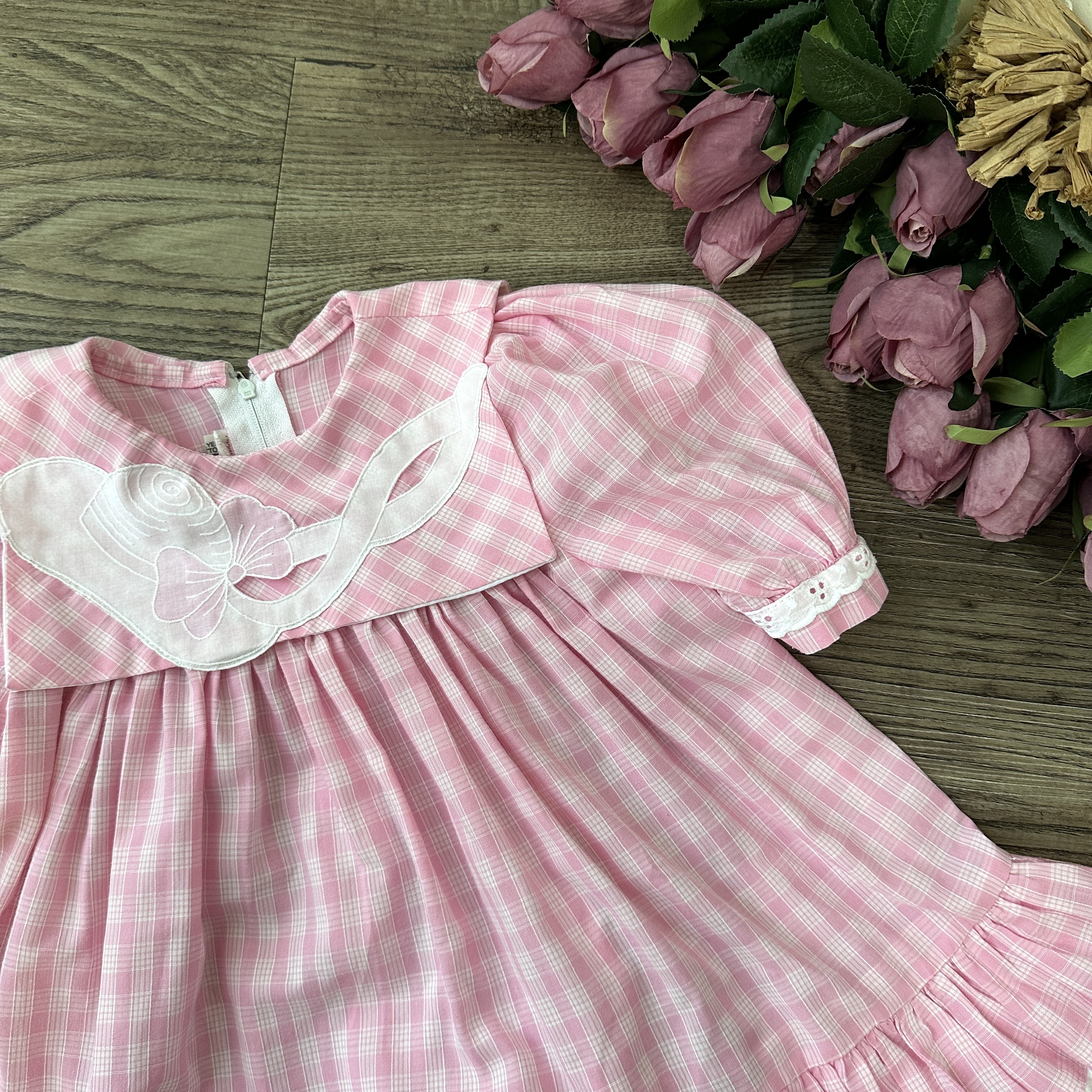 英國製女可愛粉紅隨風飄揚的小帽子連身裙