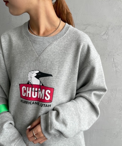 CHUMS OLD BOOBY FACE Logo Print Crew Neck Sweatshirt