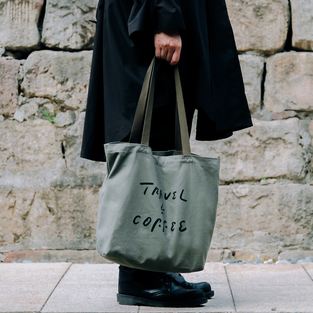 TRAVEL & COFFEE 抹茶色 托特包｜WHOSMiNG