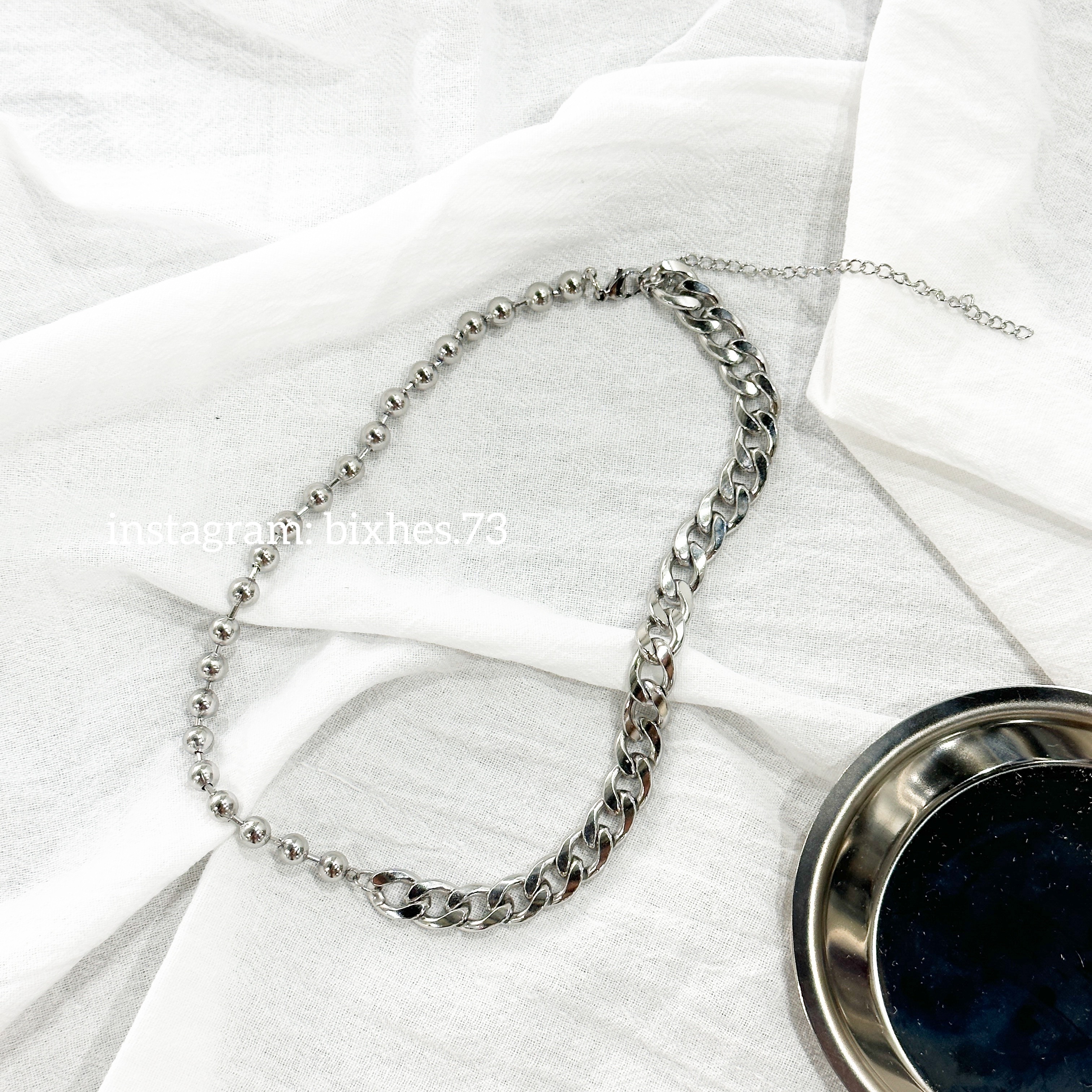 圓珠拼接鍊項鍊(K00054)