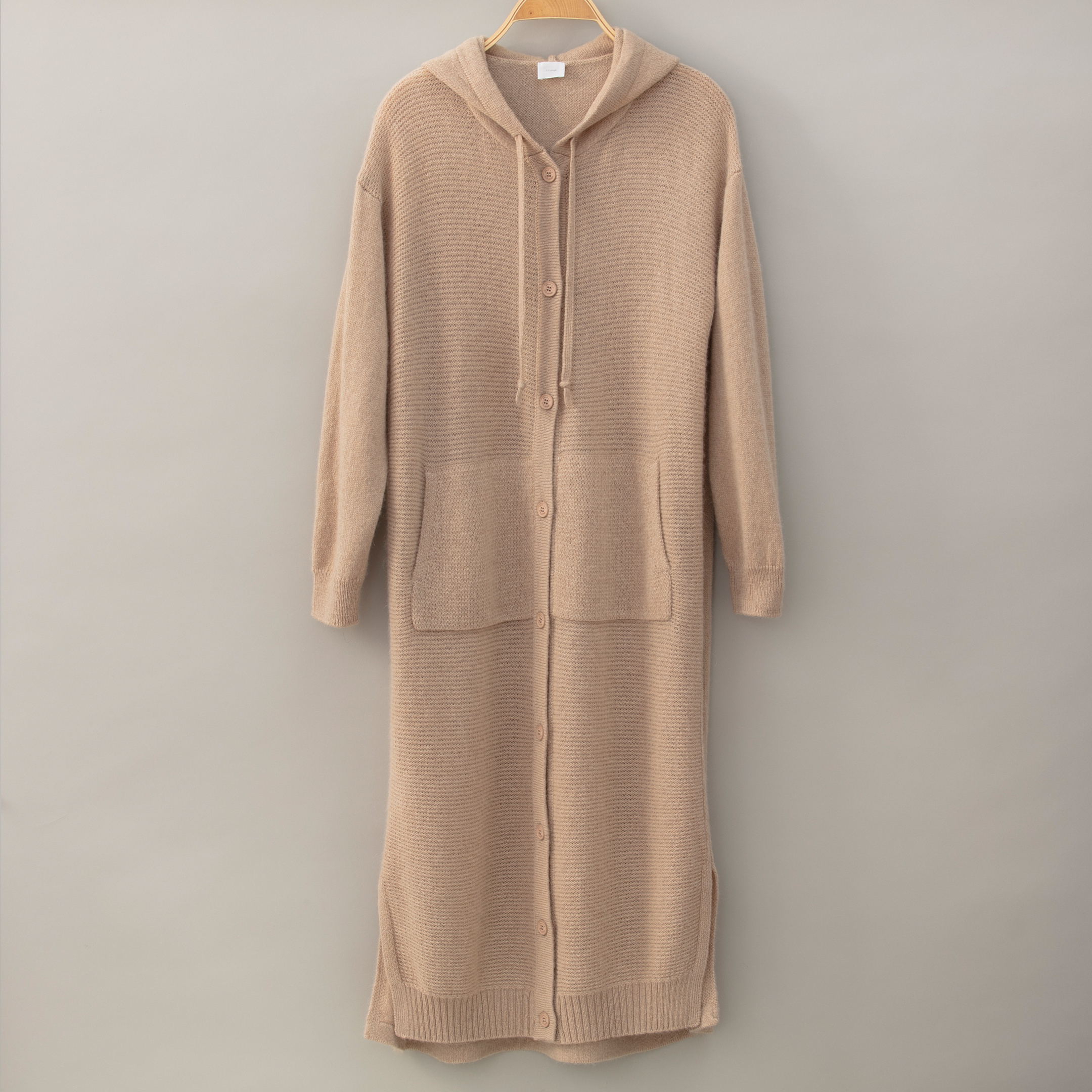 C.T.plage 秘魯毛線環狀連帽長款開襟針織衫