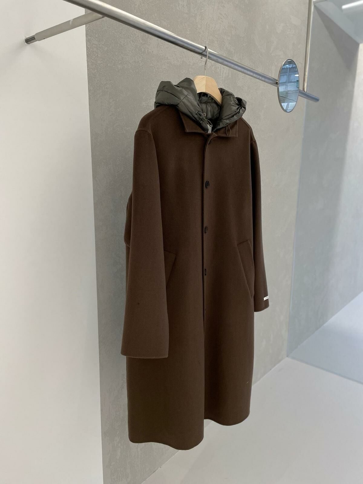 拼色可拆夾棉帽長褸 DDM-035JK