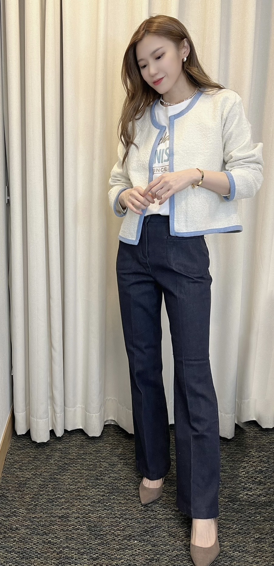 極顯瘦！窄管前口袋牛仔褲