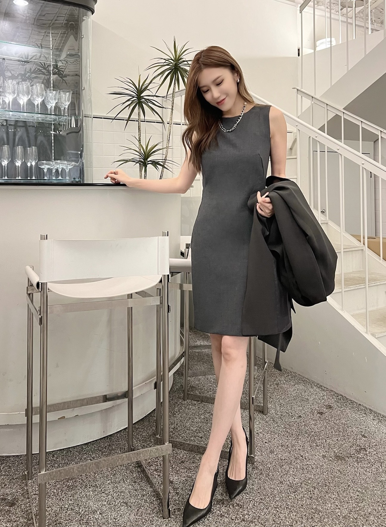 (JS自訂)經典版型歐美洋裝-永恆灰