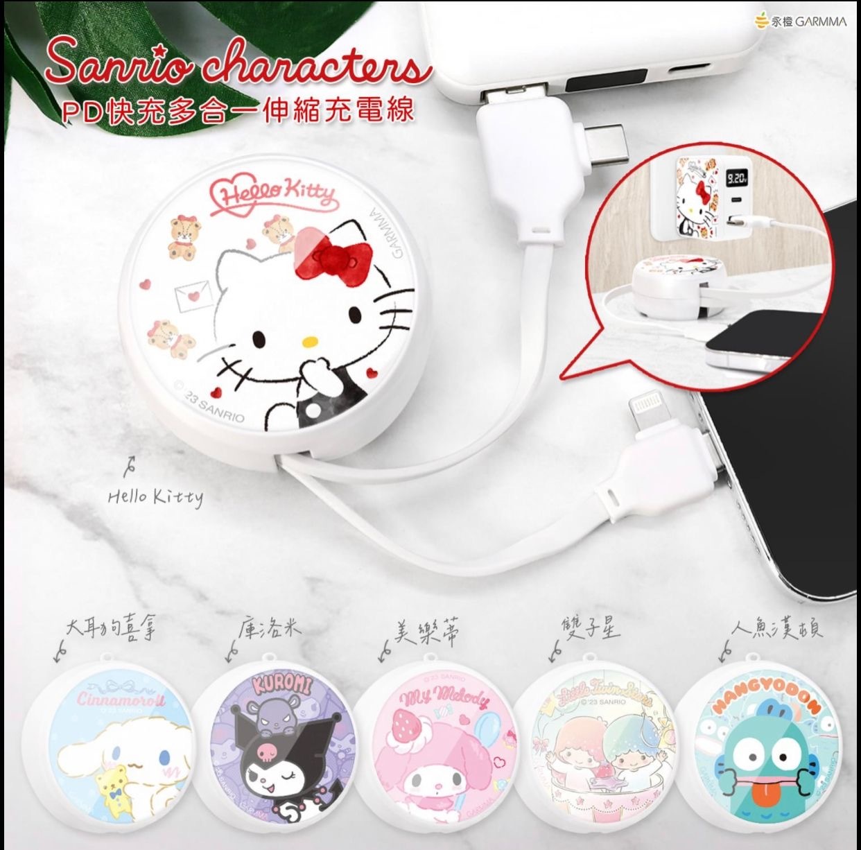 Sanrio家族PD快充伸縮線