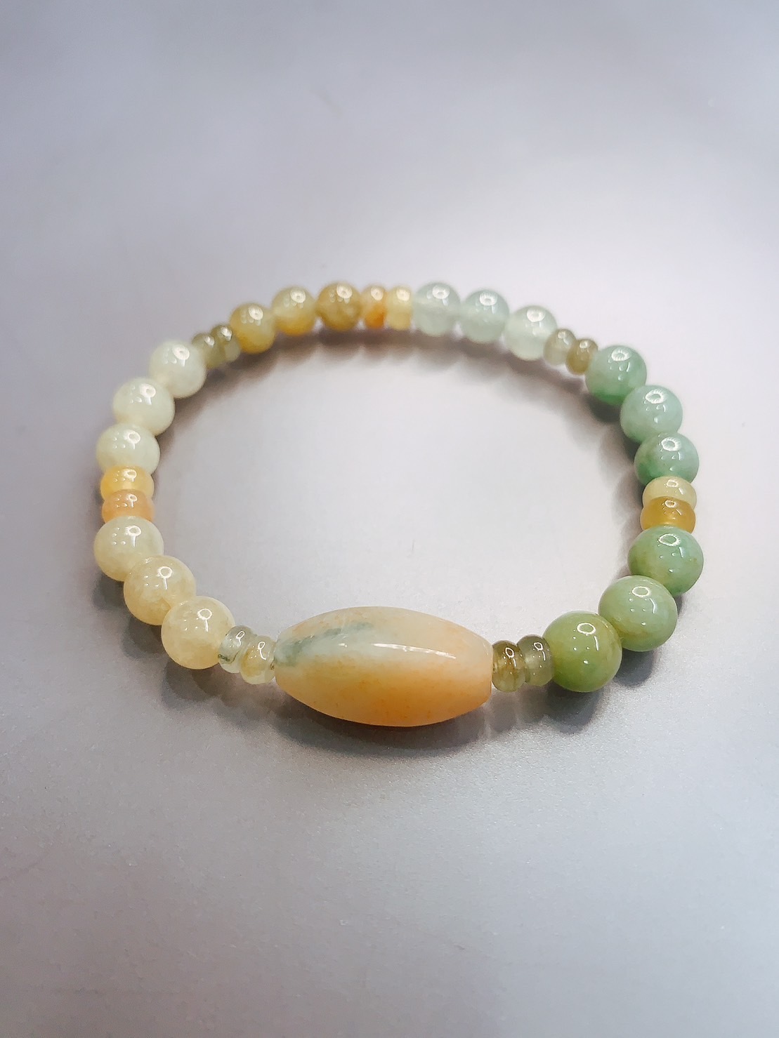 大地豐饒丨黃加綠02 ｜黃綠翡翠設計手鍊