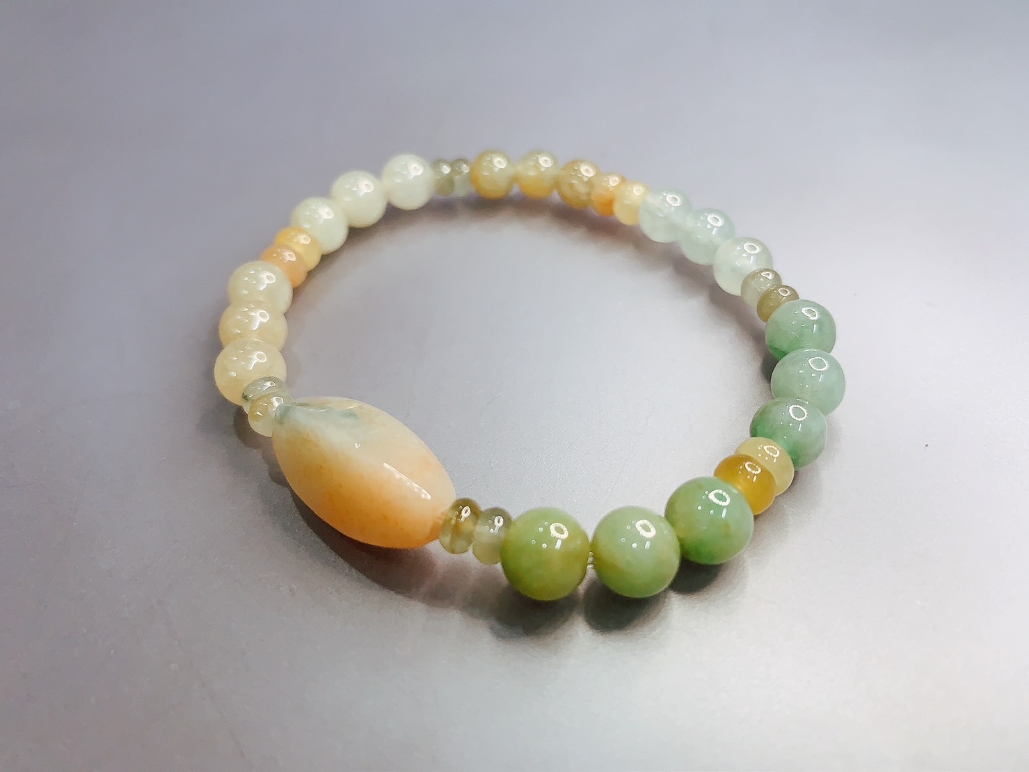 大地豐饒丨黃加綠02 ｜黃綠翡翠設計手鍊